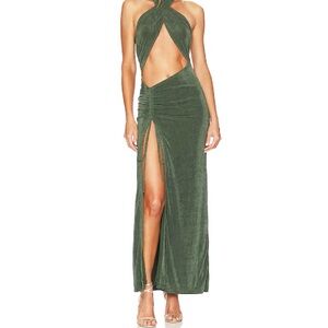 Superdown Forest Green Backless Dress